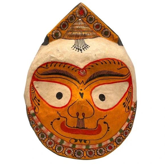 Vintage Paper Mache Mask Jagannath Handcrafted With Folk Art Design India - Picture 1 of 9